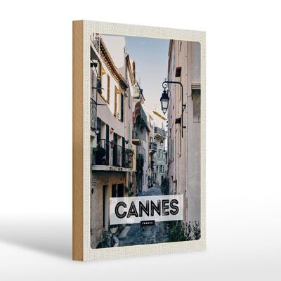 Cartel de madera viaje 20x30cm Cannes Francia arquitectura calle