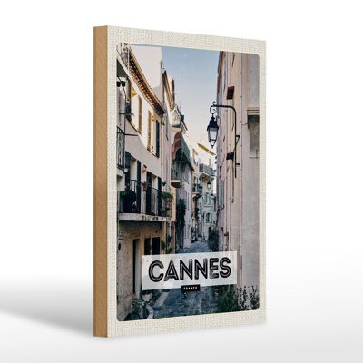 Holzschild Reise 20x30cm Cannes France Architektur Straße