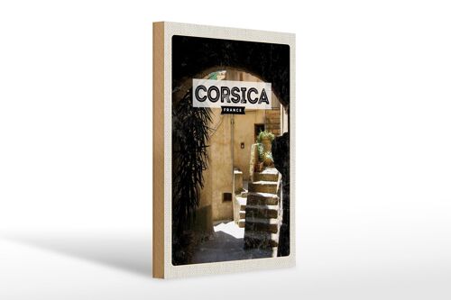Holzschild Reise 20x30cm Corsica France Architektur
