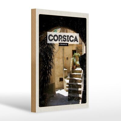 Holzschild Reise 20x30cm Corsica France Architektur