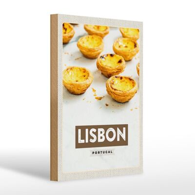 Cartel de madera viaje 20x30cm regalo queso Lisboa Portugal