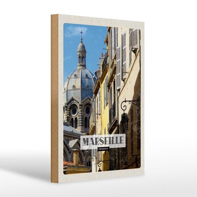 Cartello in legno da viaggio 20x30 cm Marsiglia Francia retrò centro storico