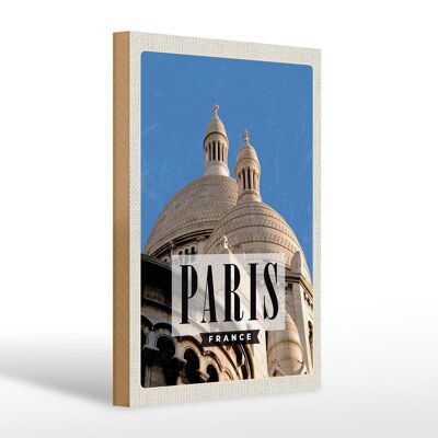 Cartel de madera viaje 20x30cm París Francia arquitectura