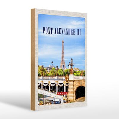 Panneau en bois voyage 20x30cm Pont Alexandre III Tourisme