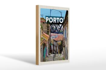 Panneau en bois voyage 20x30cm image de la vieille ville de Porto Portugal 1