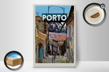 Panneau en bois voyage 20x30cm image de la vieille ville de Porto Portugal 2