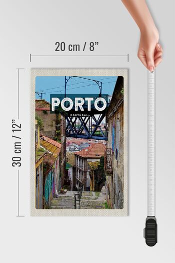 Panneau en bois voyage 20x30cm image de la vieille ville de Porto Portugal 4