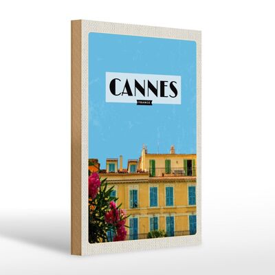 Cartel de madera viaje 20x30cm Cannes Francia Francia turismo