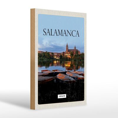 Cartel de madera viaje 20x30cm Salamanca España Retro
