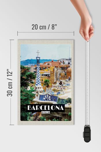 Panneau en bois voyage 20x30cm Barcelone Espagne Panorama 4