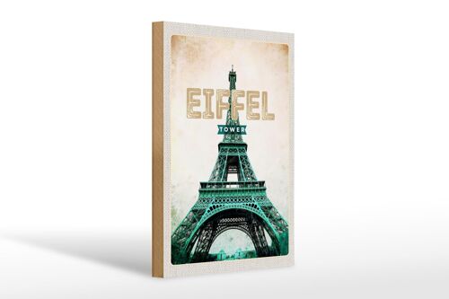 Holzschild Reise 20x30cm Eiffel Tower Retro Tourismus