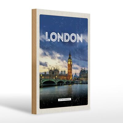 Cartel de madera viaje 20x30cm Londres Reino Unido