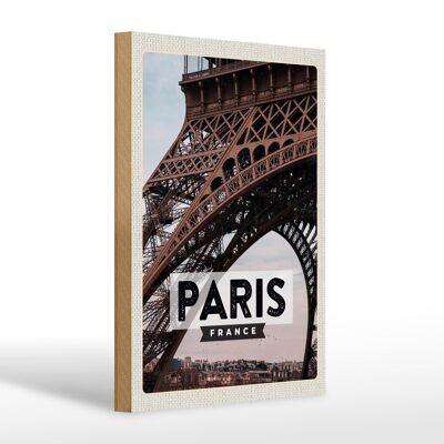 Letrero de madera viaje 20x30cm París Francia destino de viaje Letrero Torre Eiffel