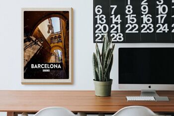 Panneau en bois voyage 20x30cm Barcelone Espagne architecture rétro 3