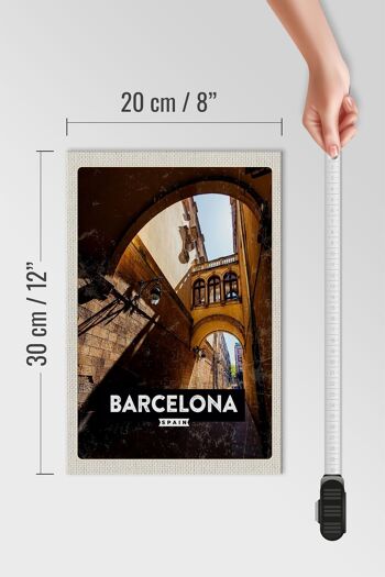 Panneau en bois voyage 20x30cm Barcelone Espagne architecture rétro 4