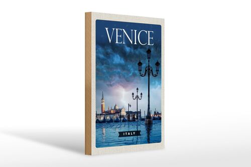 Holzschild Reise 20x30cm Venice Italy Poster Blitz Gewitter