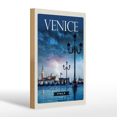 Cartello in legno da viaggio 20x30 cm Venezia Italia poster temporale con fulmini