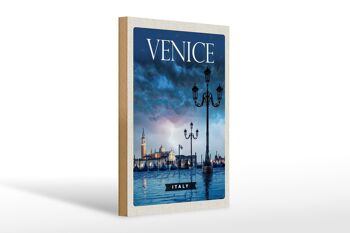Panneau en bois voyage 20x30cm Venise Italie affiche éclair orage 1