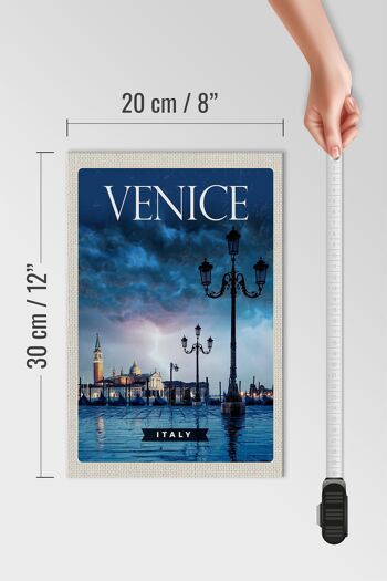 Panneau en bois voyage 20x30cm Venise Italie affiche éclair orage 4