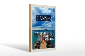 Panneau en bois voyage 20x30cm Cannes France vacances rétro 1