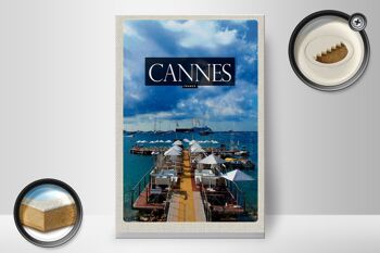 Panneau en bois voyage 20x30cm Cannes France vacances rétro 2