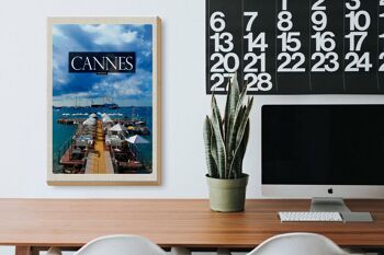 Panneau en bois voyage 20x30cm Cannes France vacances rétro 3