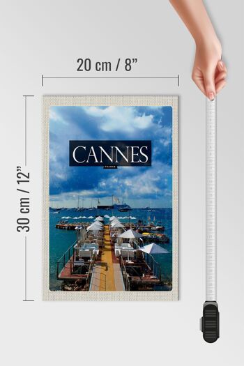 Panneau en bois voyage 20x30cm Cannes France vacances rétro 4