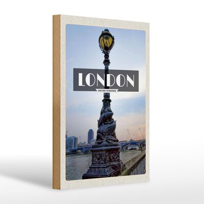 Cartel de madera de viaje 20x30cm cartel retro Londres Reino Unido