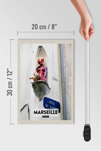 Panneau en bois voyage 20x30cm Marseille France rue du panier 4