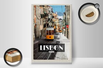 Panneau en bois voyage 20x30cm tramway Lisbonne Portugal 2