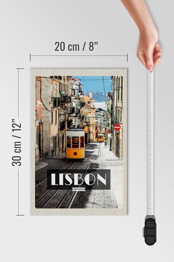 Panneau en bois voyage 20x30cm tramway Lisbonne Portugal 4