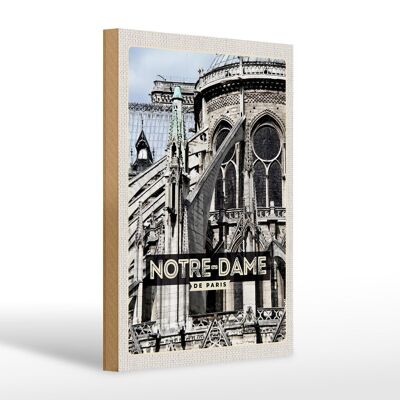 Holzschild Reise 20x30cm Notre-Dame de Paris Architektur