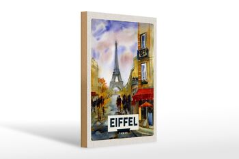 Panneau en bois voyage 20x30cm Tour Eiffel tableau pittoresque art 1