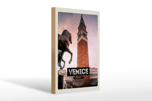 Holzschild Reise 20x30cm Venice Italy Italien Pferd Geschenk