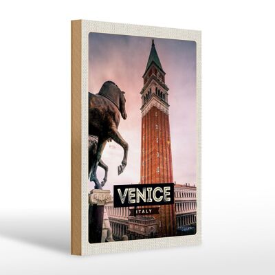 Cartel de madera viaje 20x30cm Venecia Italia caballo regalo