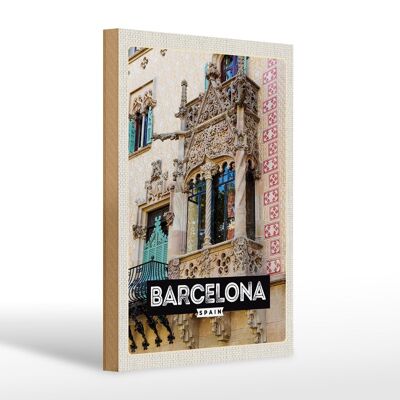 Holzschild Reise 20x30cm Barcelona Spain Architektur