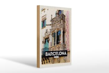 Panneau en bois voyage 20x30cm Barcelone Espagne architecture 1