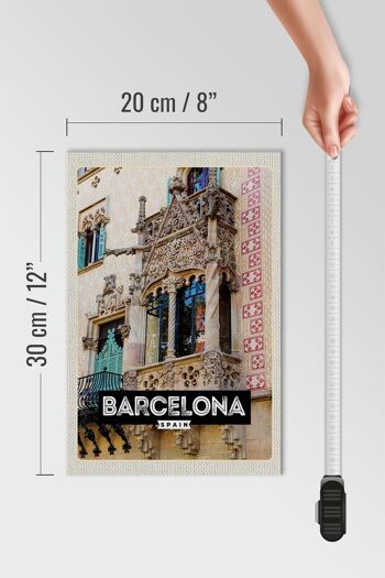 Panneau en bois voyage 20x30cm Barcelone Espagne architecture 4