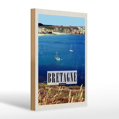 Panneau en bois voyage 20x30cm affiche de vacances Bretagne France