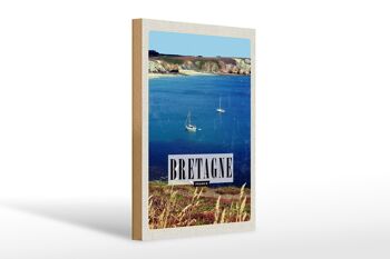 Panneau en bois voyage 20x30cm affiche de vacances Bretagne France 1