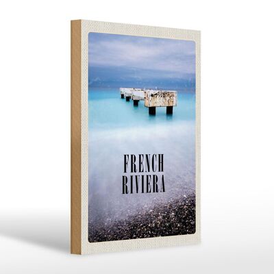 Cartel de madera de viaje 20x30cm cartel de vacaciones en la Riviera Francesa retro