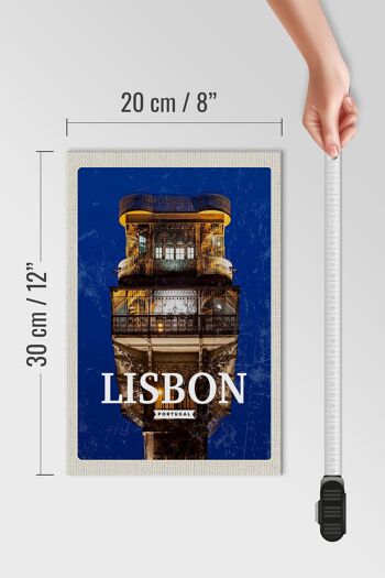 Panneau en bois voyage 20x30cm Lisbonne Portugal architecture rétro 4