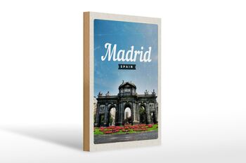 Panneau en bois voyage 20x30cm affiche rétro Madrid Espagne 1