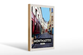 Panneau en bois voyage 20x30cm Montmartre Paris vieille ville signe de destination de voyage 1
