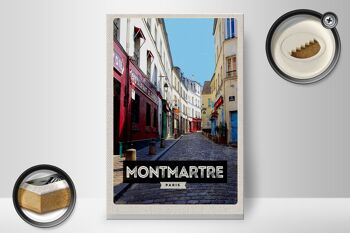 Panneau en bois voyage 20x30cm Montmartre Paris vieille ville signe de destination de voyage 2