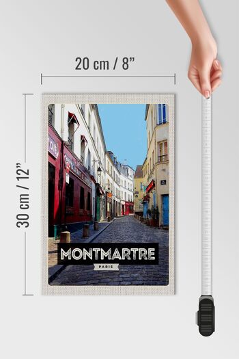 Panneau en bois voyage 20x30cm Montmartre Paris vieille ville signe de destination de voyage 4