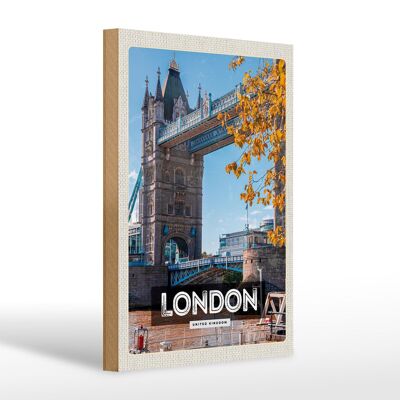 Panneau de voyage en bois 20x30cm, panneau de destination de voyage Londres UK Big Ben