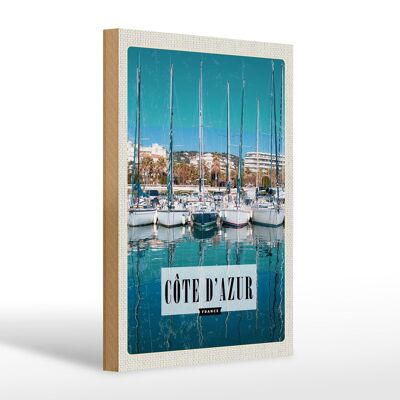 Cartello in legno da viaggio 20x30 cm Costa Azzurra Francia vacanza mare