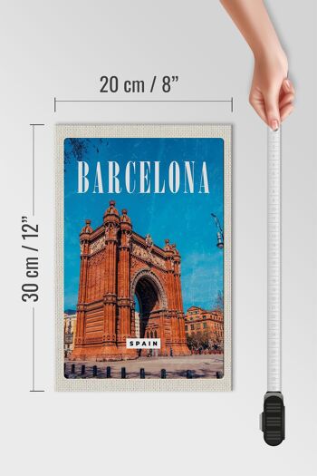 Panneau en bois voyage 20x30cm Barcelone Espagne architecture rétro 4