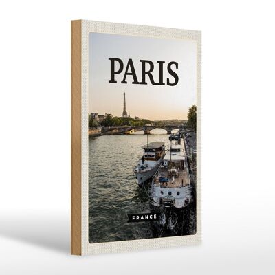 Panneau en bois voyage 20x30cm Paris France destination de voyage panneau fluvial